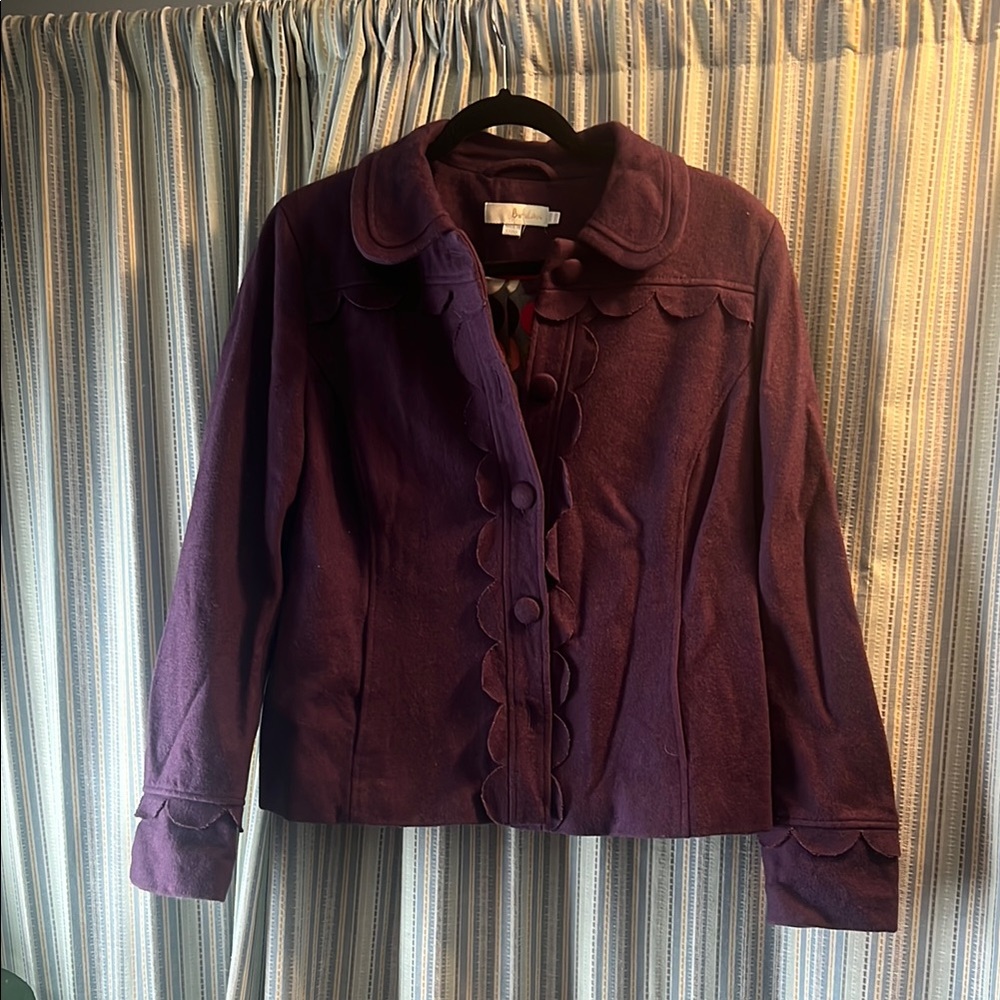 Boden Purple Blazer with Fitted Silhouette and Textured Fabric